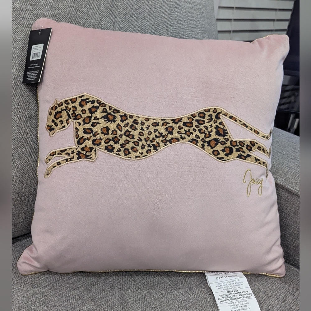 Juicy Couture Pink Leopard Accent Pillow 18x18 inches